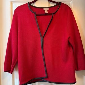 CHICO’S Cotton Blend 3/4 Sleeve Red Blazer-Size 2 Large